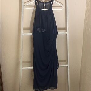 David's Bridal Navy Backless Dress